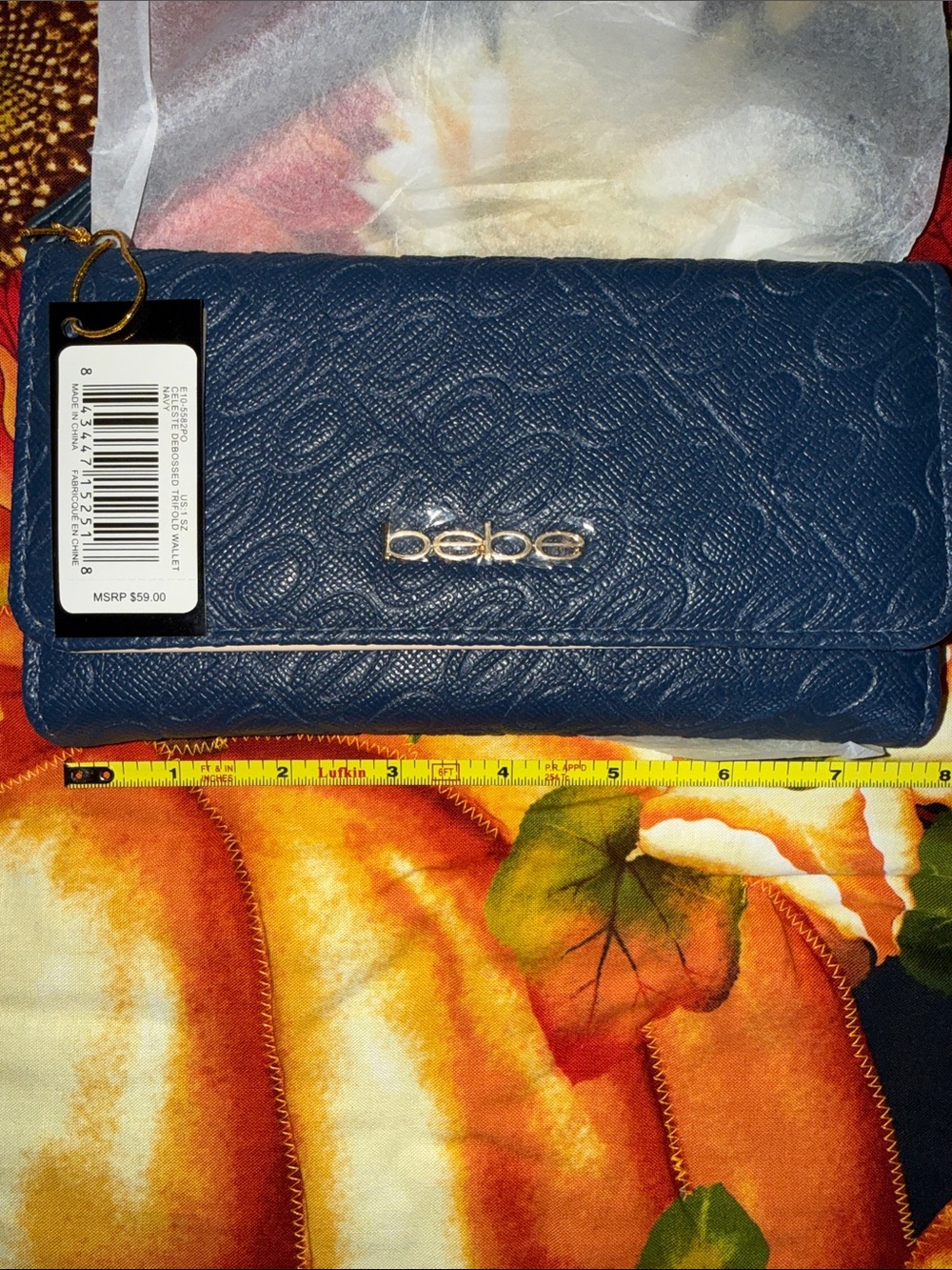 bebe Navy Textured Envelope Wallet